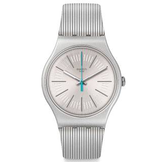 ΡΟΛΟΙ SWATCH SUOM114  SWATCH Metaline Silver Silicone Strap