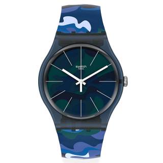 ΡΟΛΟΙ SWATCH SUON140 SWATCH Camoulouds Blue Silicone Strap