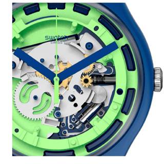 ΡΟΛΟΙ SWATCH SUON147 SWATCH Gents Green Anatomy Blue Silicone Strap