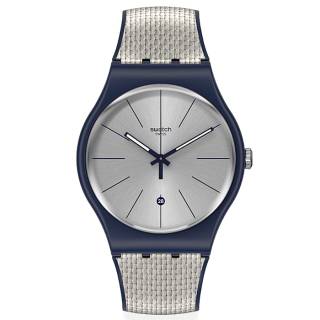 ΡΟΛΟΙ SWATCH SUON402 SWATCH  Grey Cord Blue Silicone Strap