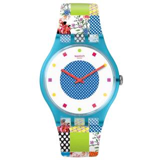 ΡΟΛΟΙ SWATCH  SUOS108 SWATCH Brit-In Quilted Time Multicolor Silicone Strap