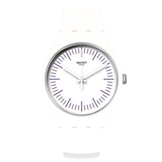 ΡΟΛΟΙ SWATCH  SUOW173 SWATCH New Gent WhiteNpurple White Silicone Strap