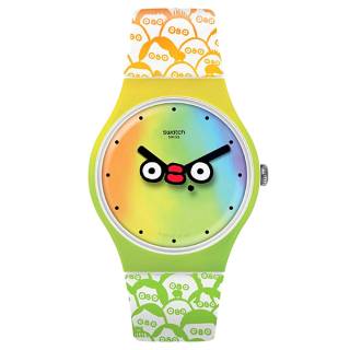 ΡΟΛΟΙ SWATCH SUOZ303 SWATCH CLUB What'S Yo Face Multicolor Silicone Strap