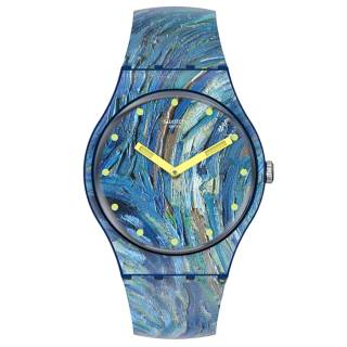 ΡΟΛΟΙ SWATCH SUOZ335 SWATCH MoMA The Starry Night By Vincent Van Gogh Silicone Strap