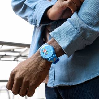 ΡΟΛΟΙ SWATCH SUOZ342 SWATCH Blue Sky By Vassily Kandinsky Silicone Strap