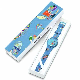 ΡΟΛΟΙ SWATCH SUOZ342 SWATCH Blue Sky By Vassily Kandinsky Silicone Strap