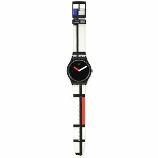 ΡΟΛΟΙ SWATCH SUOZ344 SWATCH Red Blue And White By Piet Mondrian Silicone Strap