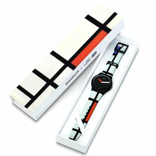 ΡΟΛΟΙ SWATCH SUOZ344 SWATCH Red Blue And White By Piet Mondrian Silicone Strap