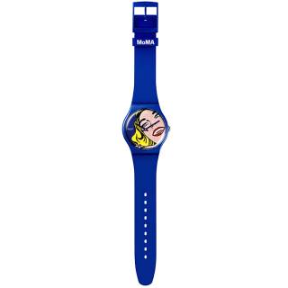 ΡΟΛΟΙ SWATCH  SUOZ352 SWATCH Girl By Roy Lichtenstein Blue Silicone Strap