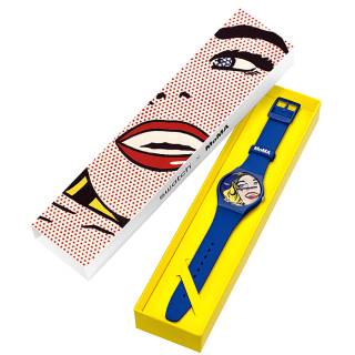 ΡΟΛΟΙ SWATCH  SUOZ352 SWATCH Girl By Roy Lichtenstein Blue Silicone Strap