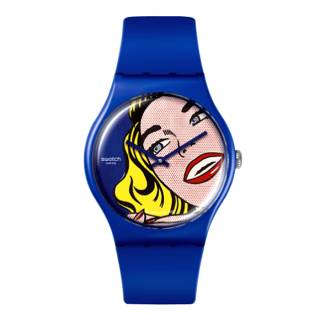 ΡΟΛΟΙ SWATCH  SUOZ352 SWATCH Girl By Roy Lichtenstein Blue Silicone Strap