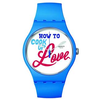 ΡΟΛΟΙ SWATCH  SUOZ353 SWATCH Valentine’s Day Love Recipe For Love Blue Silicone Strap