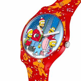 ΡΟΛΟΙ SWATCH  SUOZ361 SWATCH Simpsons Wondrous Winter Wonderland Multicolor Silicone Strap