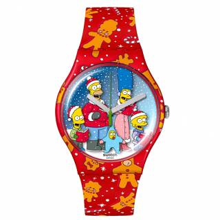 ΡΟΛΟΙ SWATCH  SUOZ361 SWATCH Simpsons Wondrous Winter Wonderland Multicolor Silicone Strap