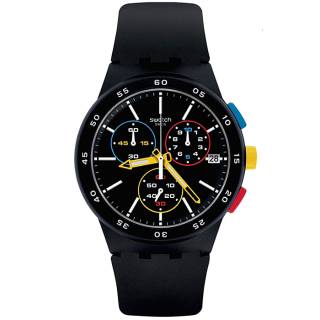 ΡΟΛΟΙ SWATCH SUSB416 SWATCH Black-One Chronograph Black Silicone Strap