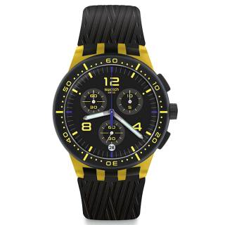 ΡΟΛΟΙ SWATCH SUSJ403 SWATCH Yellow Tire Black Rubber Chronograph