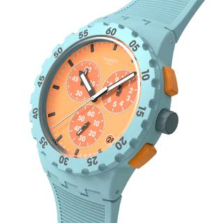 ΡΟΛΟΙ SWATCH  SUSL401 SWATCH Essentials Juicy Apricot Chronograph Turqoise Silicone Strap