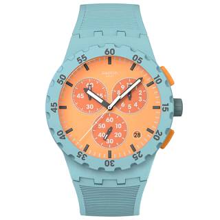 ΡΟΛΟΙ SWATCH  SUSL401 SWATCH Essentials Juicy Apricot Chronograph Turqoise Silicone Strap