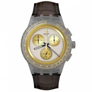 ΡΟΛΟΙ SWATCH  SUSM100 SWATCH Golden Radiance Chronograph Brown Leather Strap