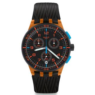 ΡΟΛΟΙ SWATCH SUSO401 SWATCH Orange Tire Black Rubber Chronograph