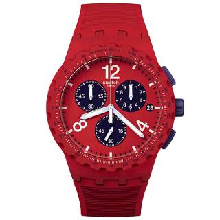 ΡΟΛΟΙ SWATCH SUSR407 SWATCH Essentials Primarily Red Chronograph Red Silicone Strap