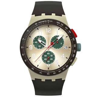 ΡΟΛΟΙ SWATCH  SUST402 SWATCH Essentials Obsidian Ink Chronograph Black Silicone Strap