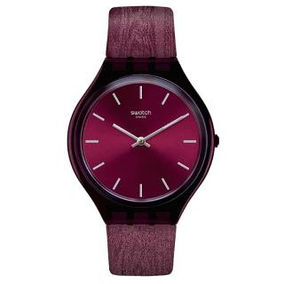 ΡΟΛΟΙ SWATCH SVOV101 SWATCH Skintempranillo Bordeaux Combined Materials Strap