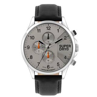 ΡΟΛΟΙ SUPERDRY SYG282EB SUPERDRY Dual Time Black Leather Strap