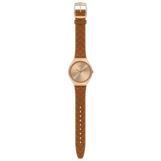 ΡΟΛΟΙ SWATCH SYXG115 SWATCH Skin Irony Brown Quilted Brown Leather Strap