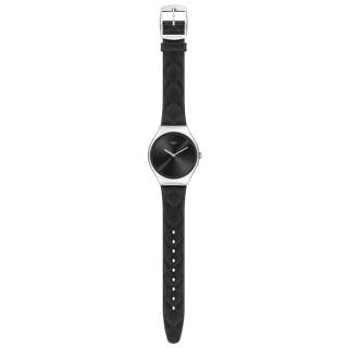 ΡΟΛΟΙ SWATCH SYXS136 SWATCH Skin Irony Black Quilted Black Leather Strap