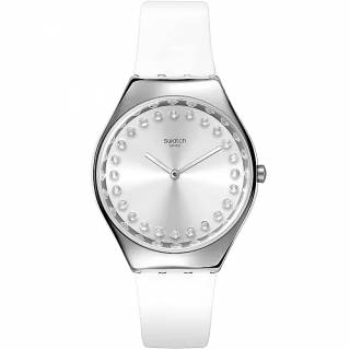 ΡΟΛΟΙ SWATCH SYXS143 SWATCH Skin Irony Bright Blaze White Leather Strap