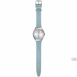 ΡΟΛΟΙ SWATCH SYXS144 SWATCH Skin Irony  Gleam Team Light Blue Leather Strap