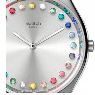 ΡΟΛΟΙ SWATCH SYXS144 SWATCH Skin Irony  Gleam Team Light Blue Leather Strap