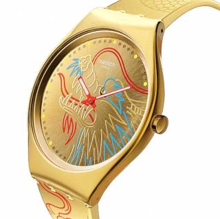 ΡΟΛΟΙ SWATCH  SYXZ104 SWATCH Skin Irony Dragon In Gold Multicolor Silicone Strap