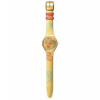 ΡΟΛΟΙ SWATCH  SYXZ104 SWATCH Skin Irony Dragon In Gold Multicolor Silicone Strap