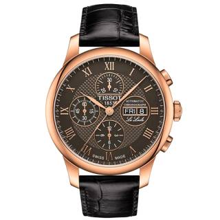 ΡΟΛΟΙ TISSOT  T0064143644300 TISSOT T-Classic Le Locle Automatic Valjoux Chronograph Black Combined Materials Strap