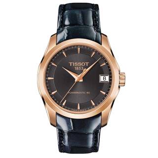 ΡΟΛΟΙ TISSOT T0352073606100  TISSOT T-Classic Couturier Powermatic 80 Black Leather Strap