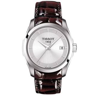 ΡΟΛΟΙ TISSOT  T0352101603103 TISSOT T-Classic Couturier Brown Leather Strap