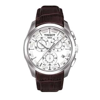 ΡΟΛΟΙ  TISSOT  T0356171603100 TISSOT T-Classic Couturier Chronograph Brown Leather Strap