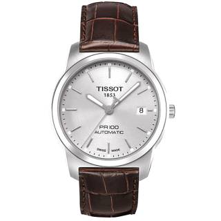 ΡΟΛΟΙ  Tissot T0494071603100 TISSOT T-Classic PR100 Automatic Brown Leather Strap