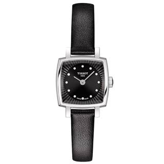 ΡΟΛΟΙ TISSOT  T0581091605600 TISSOT T-Lady Lovely Square Diamonds Black Leather Strap