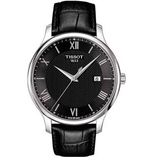 ΡΟΛΟΙ TISSOT  T0636101605800 TISSOT T-Classic Tradition Mens Black Leather Strap