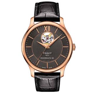 ΡΟΛΟΙ TISSOT T0639073606800 TISSOT Tradition Rose Gold Brown Leather Strap