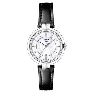 ΡΟΛΟΙ TISSOT T0942101611100 TISSOT T-Lady Flamingo Black Leather Strap