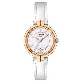 ΡΟΛΟΙ TISSOT T0942102611101TISSOT T-Lady Flamingo White Leather Strap