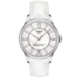 ΡΟΛΟΙ TISSOT T0992071611600 TISSOT Chemin Des Tourelles Powermatic White Leather Strap