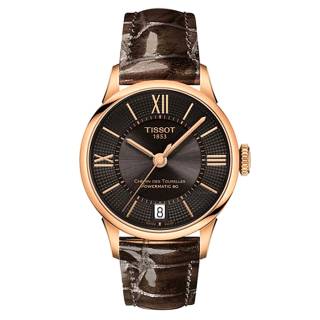 ΡΟΛΟΙ TISSOT T0992073644800 TISSOT Chemin Des Tourelles Powermatic 80 Brown Leather Strap