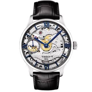 ΡΟΛΟΙ TISSOT  T0994051641800  TISSOT Squelette Manual Mechanical Black Leather Strap