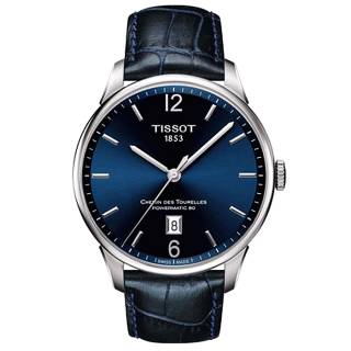 ΡΟΛΟΙ TISSOT T0994071604800 TISSOT Chemin Des Tourelles Powermatic 80 Blue Leather Strap