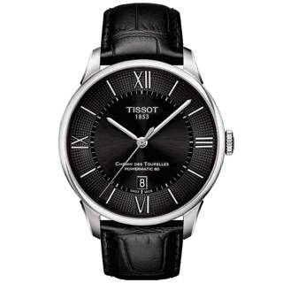 ΡΟΛΟΙ TISSOT T0994071605800 TISSOT Chemin Des Tourelles Powermatic Black Leather Strap